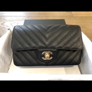 Chanel chevron caviar with ghw mini rectangular